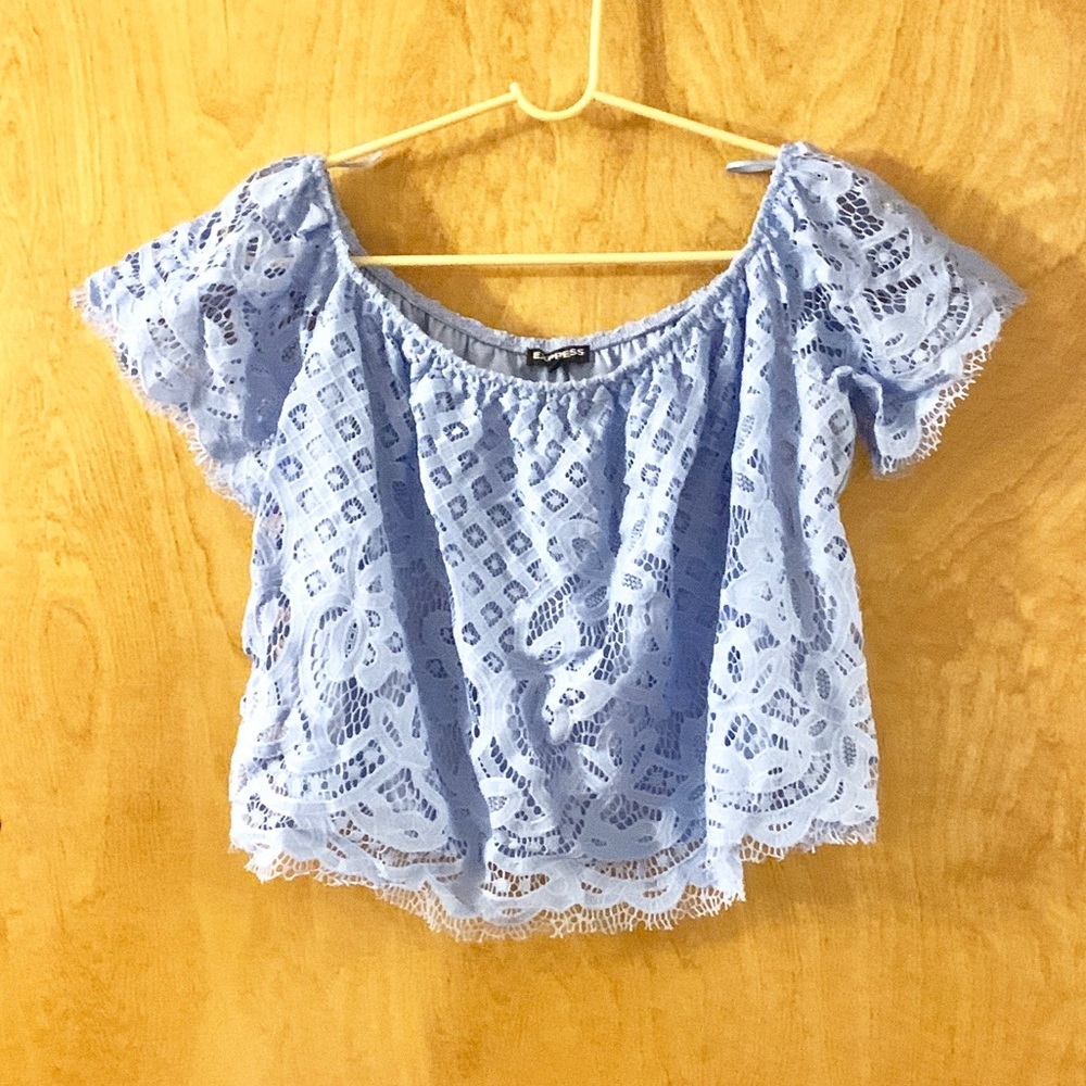 Light Blue Lace Crop Top